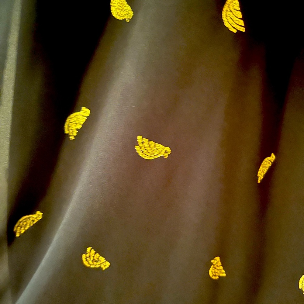 Black chiffon dress with gold birds, brought in Paris